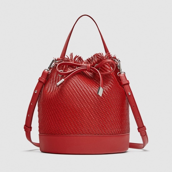 [LAST] NWT Zara Red Braided Bucket Bag - Picture 4 of 8